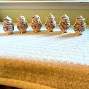 Set of six spice jars.